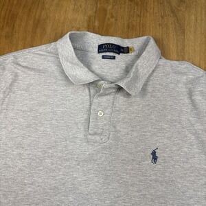 Polo Ralph Lauren Short Sleeve Pique Polo Shirt Mens XXL Gray Blue Pony Casual